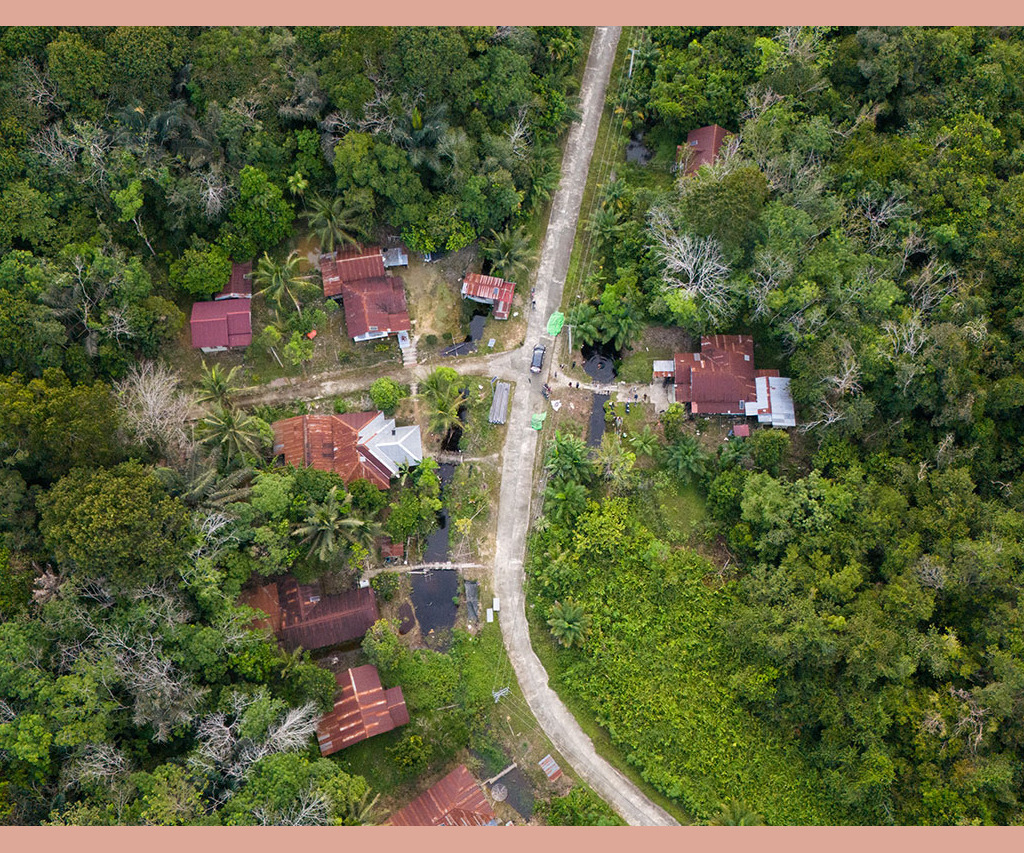 Aerial view of Sungai Ajung village
