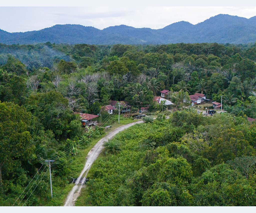 Aerial view of Sungai Ajung village